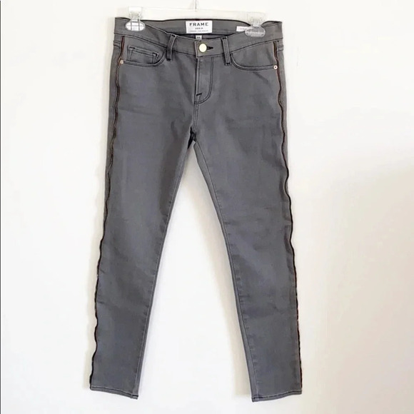Frame Thatcher Gray Zipper Trim Skinny Jeans size 26 - Picture 4 of 12